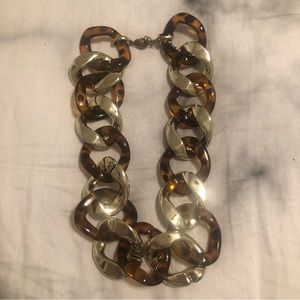 Leopard print and Gold necklace